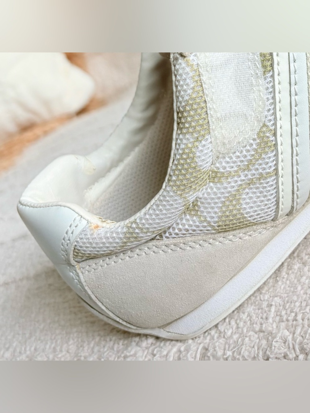 Coach Monogram Sneakers Cream Neutral Low Top Jenny Size 8 - Picture 8 of 15